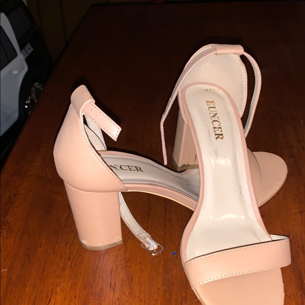 Nude colored heel sandals